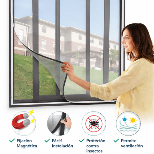MOSQUITERA MAGNÉTICA DE VENTANA AJUSTABLE